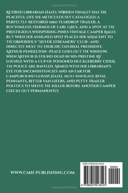 Back cover of 'Death in the Silver Stream: A Teardrop Trailer Mystery' — cozy mystery novel by Emily K. Clark