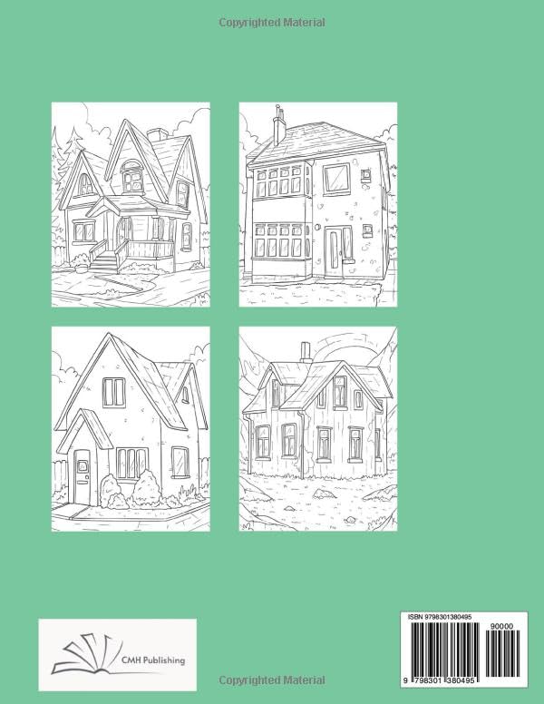 Houses of Suburbia Coloring Book: Home Exteriors Coloring Page For Teens and Adults