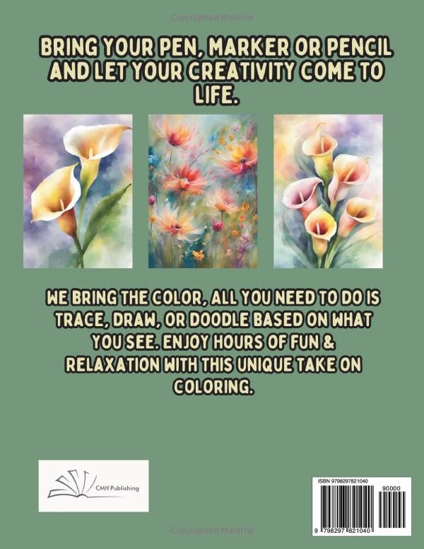 Watercolor Flowers Reverse Coloring Book