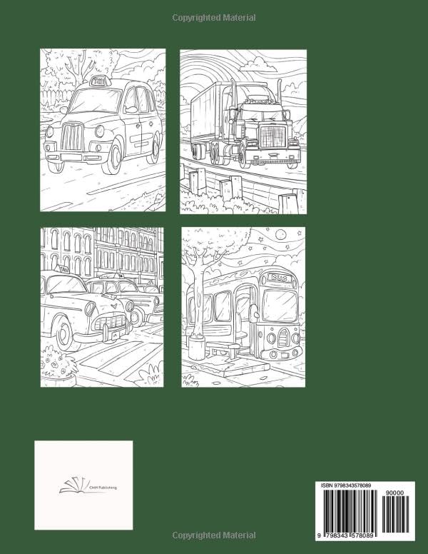 Move Us Around, A Coloring Book for Boys and Girls: 30 Transit Designs with Cars, Trucks, Trains and Boats