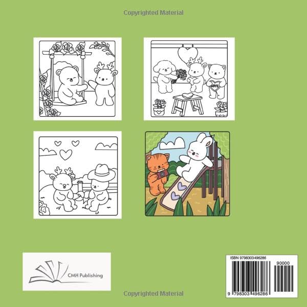 Fluffy Cozy Friends Love and Friendship Coloring Book: Bold and Easy for Adults & Teens