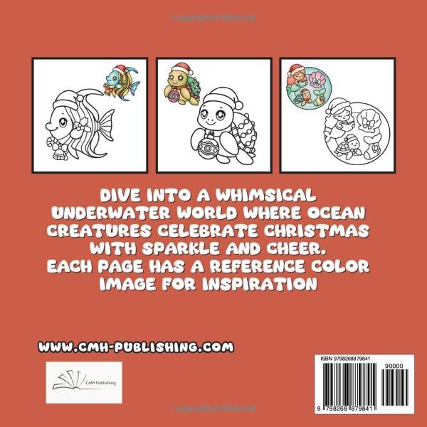 Under the Sea Christmas Coloring Book with Color Reference Image