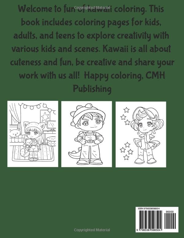 Cute Kawaii Coloring Book: Adorable Kids Animal Dress Up (Kawaii Fun)