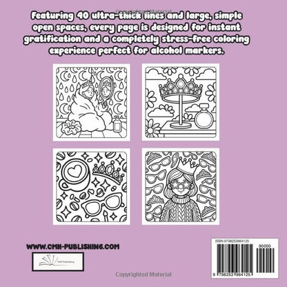 Interior preview pages from 'Royal Girl Therapy: Bold & Easy Soft Life Coloring Book' — adult coloring book by CMH Publishing