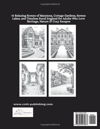 British Countryside Dreams: A Grayscale Coloring Book of Quintessential Village Life