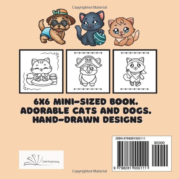 Playful Kawaii Cats and Dogs Pocket Coloring Book