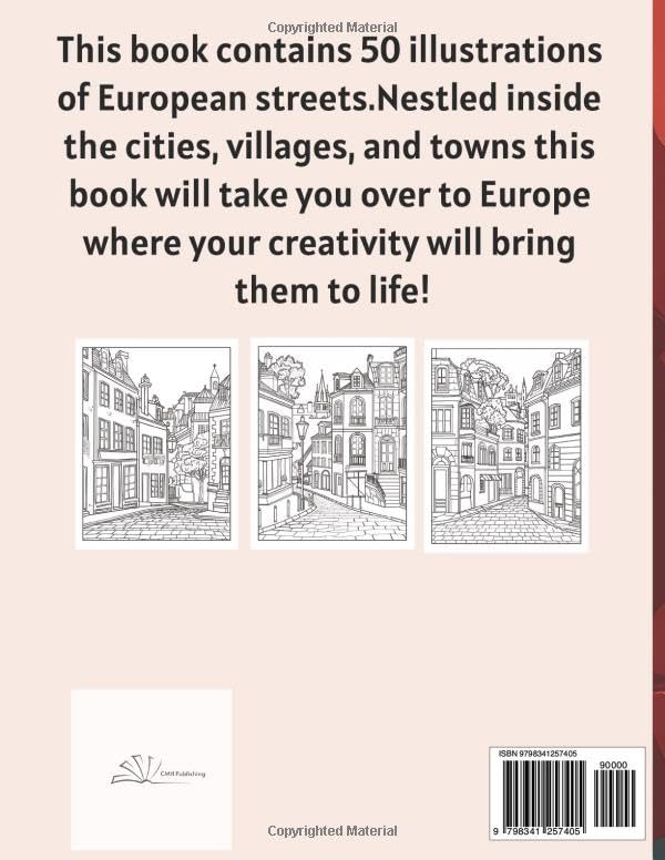 European Cities Streetscapes to Explore: 50 Detailed Illustrations Coloring Book, Volume 2