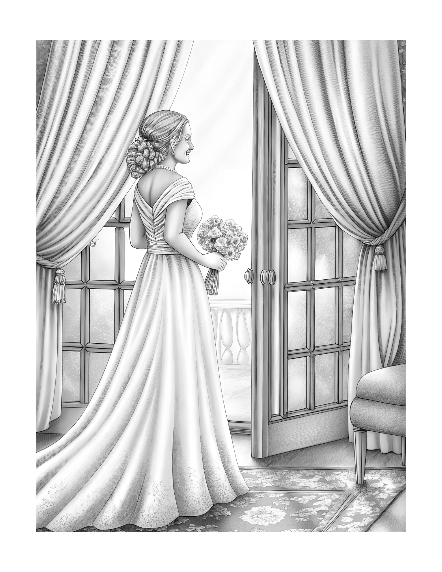Serene Wedding Coloring Book, PDF Printable
