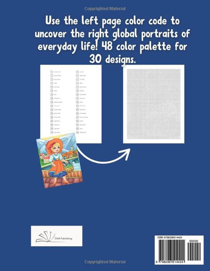 World Faces Pixel Mosaic Color by Number Coloring Book