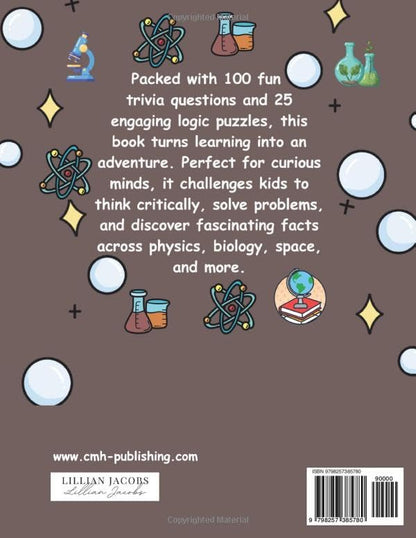 Back cover of 'Science Puzzle Book for Kids Ages 10-13' — children's puzzle book by CMH Publishing