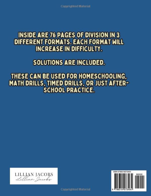 Long Division Math Workbook, 75 Sheets to Practice Long Division Exercises Book For Homeschool or Classroom