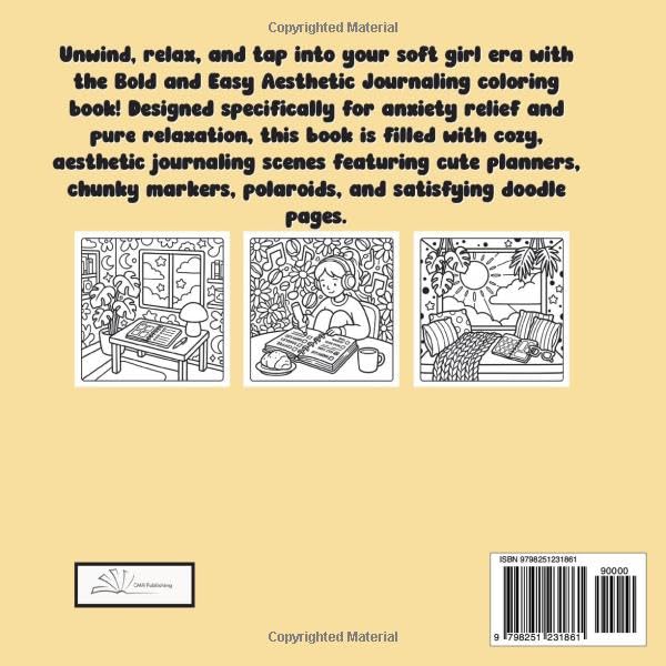 Bold and Easy Aesthetic Journaling: Cozy Girl Therapy Coloring Book