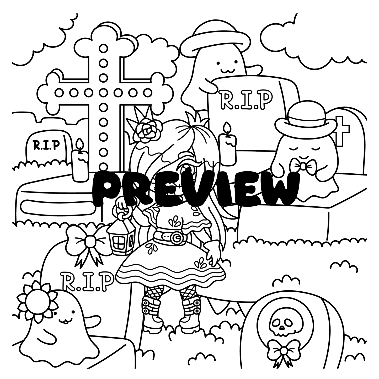 Day of the Dead Digital Coloring Pages PDF