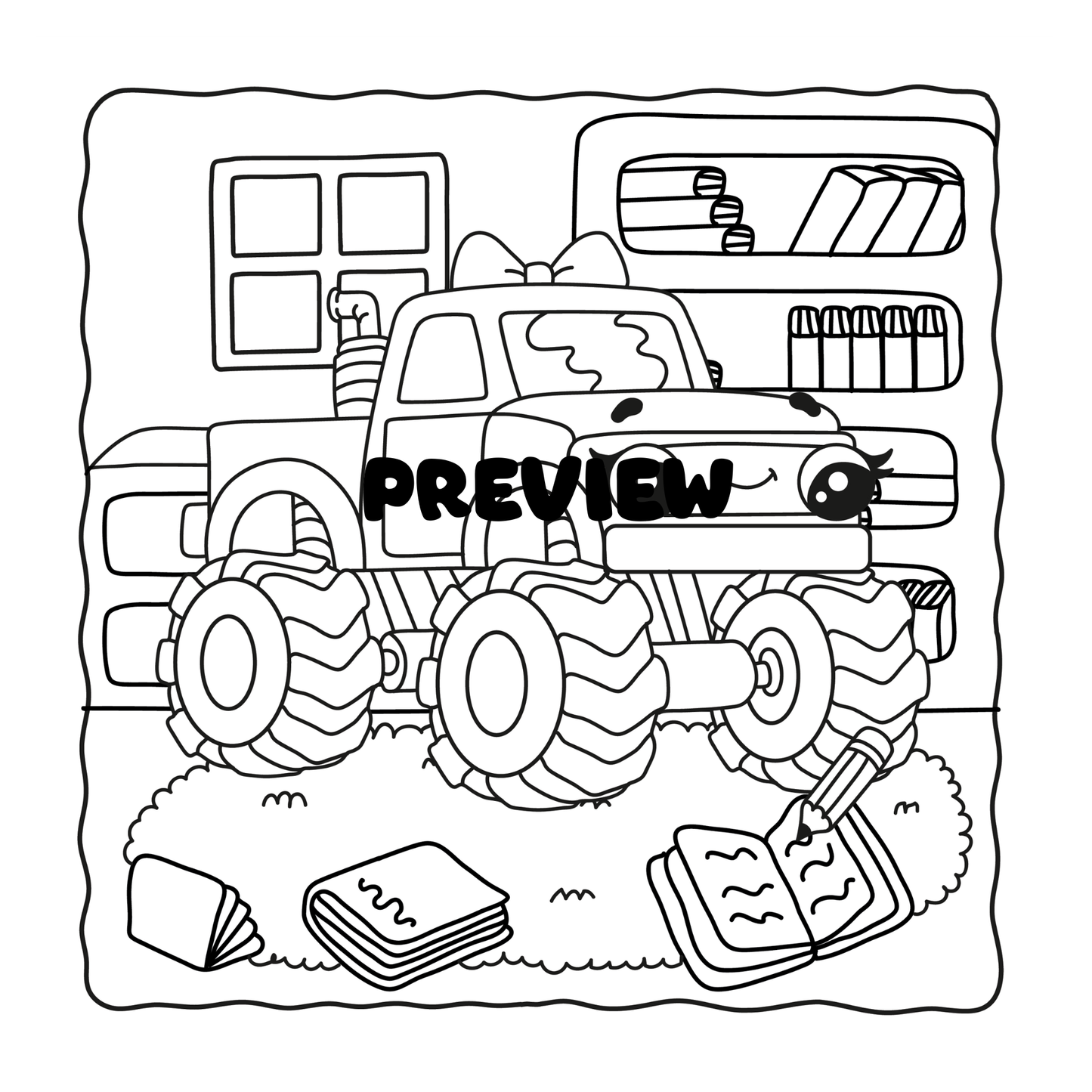 Girly Monster Truck Coloring Book for Kids, PDF