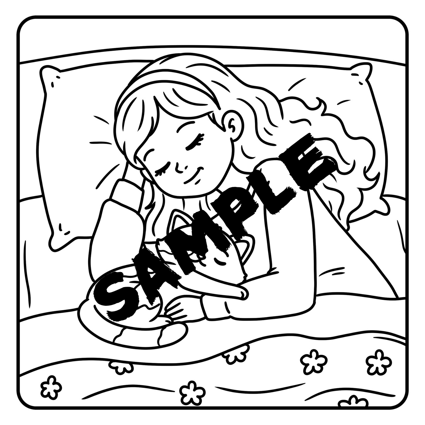Relaxing Cozy Girl Pet Moments Coloring Book | 40 Stress Relief Simple Coloring Pages for Adults Teens | Printable Download PDF