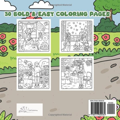 Relaxing Cozy Girl Summer Moments Coloring Book