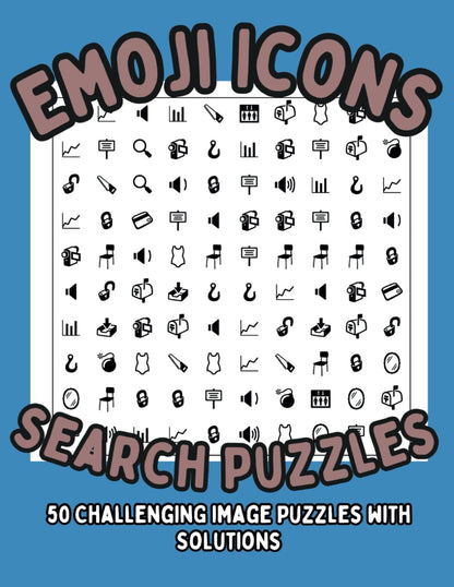 Emoji Icons Search Puzzles for Adults, Unique Word Search With Symbols Puzzle Book