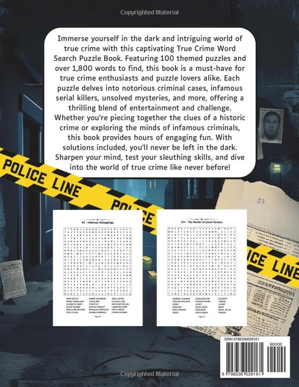 True Crime Word Search Book: 100 Puzzles Killer Activities for True Crime Fans