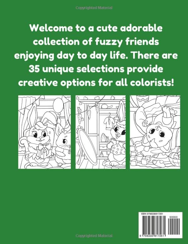 Fuzzy Friends Cute Cozy Life: Coloring Book for Adults and Teens