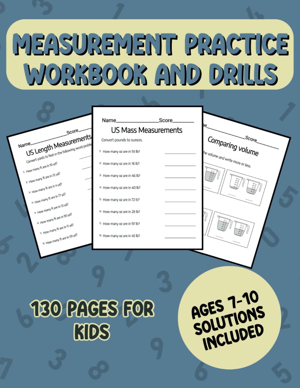 Measurements Workbook and Teaching Activity Book: Practice Worksheet Pages For Kids Mass, Length, Volume