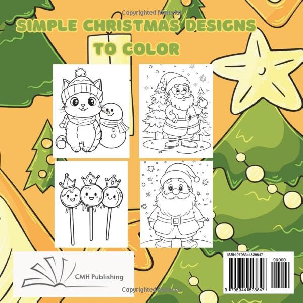 Cozy Cute Kawaii Christmas Coloring Book, 40 Simple Designs for Kids and Adults