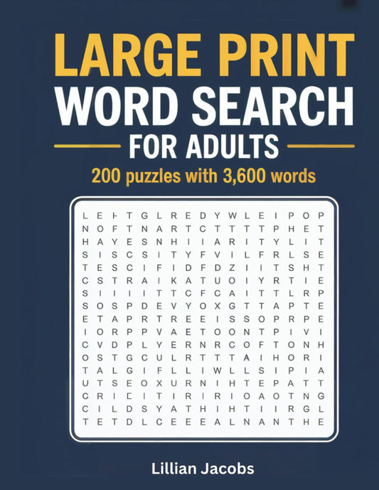 Large Print Word Search for Adults, 200 Puzzles with 3,600 Words