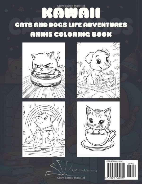 Kawaii Cats and Dogs Life Adventures: Anime Coloring Book