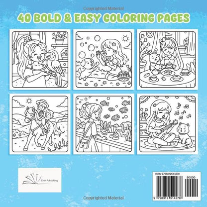 Relaxing Cozy Girl Pet Moments Coloring Book, Cute Girl Life Featuring Adorable Pet Moments, Everyday Activities, and Cozy Scenes