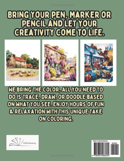 House and Gardens Reverse Coloring Book, We Provide the Colors You Draw the Lines and Shading