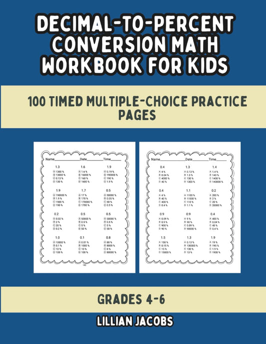 Decimal-to-Percent Conversion Math Workbook for Kids
