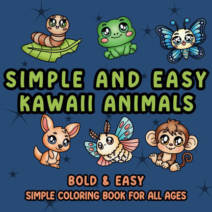 Simple and Easy Kawaii Animals Coloring Book