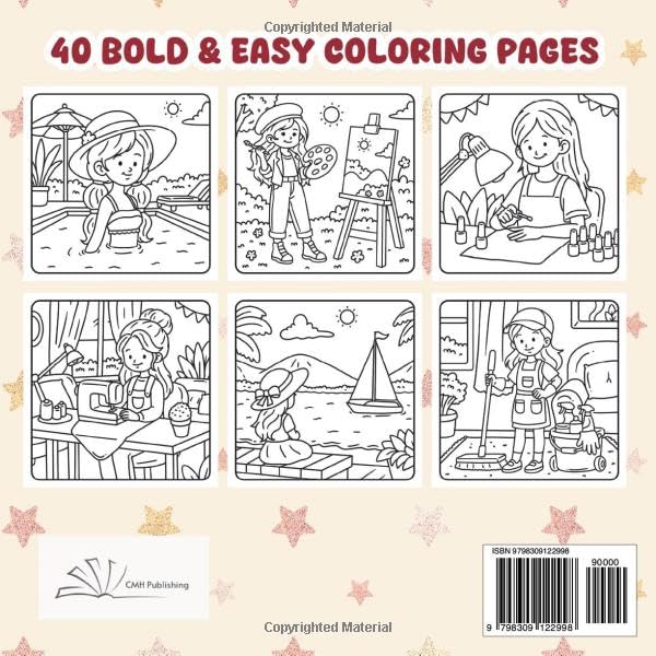 Relaxing Cozy Girl Moments Coloring Book: Cute Girl Life Featuring Adorable Moments, Everyday Activities, and Sweet Nature Scenes