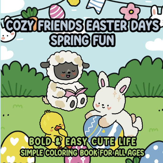 Cozy Friends Easter Days Spring Fun Coloring Book, Bold and Easy Cute Animal Simple Coloring Book for Relaxation Perfect for All Ages