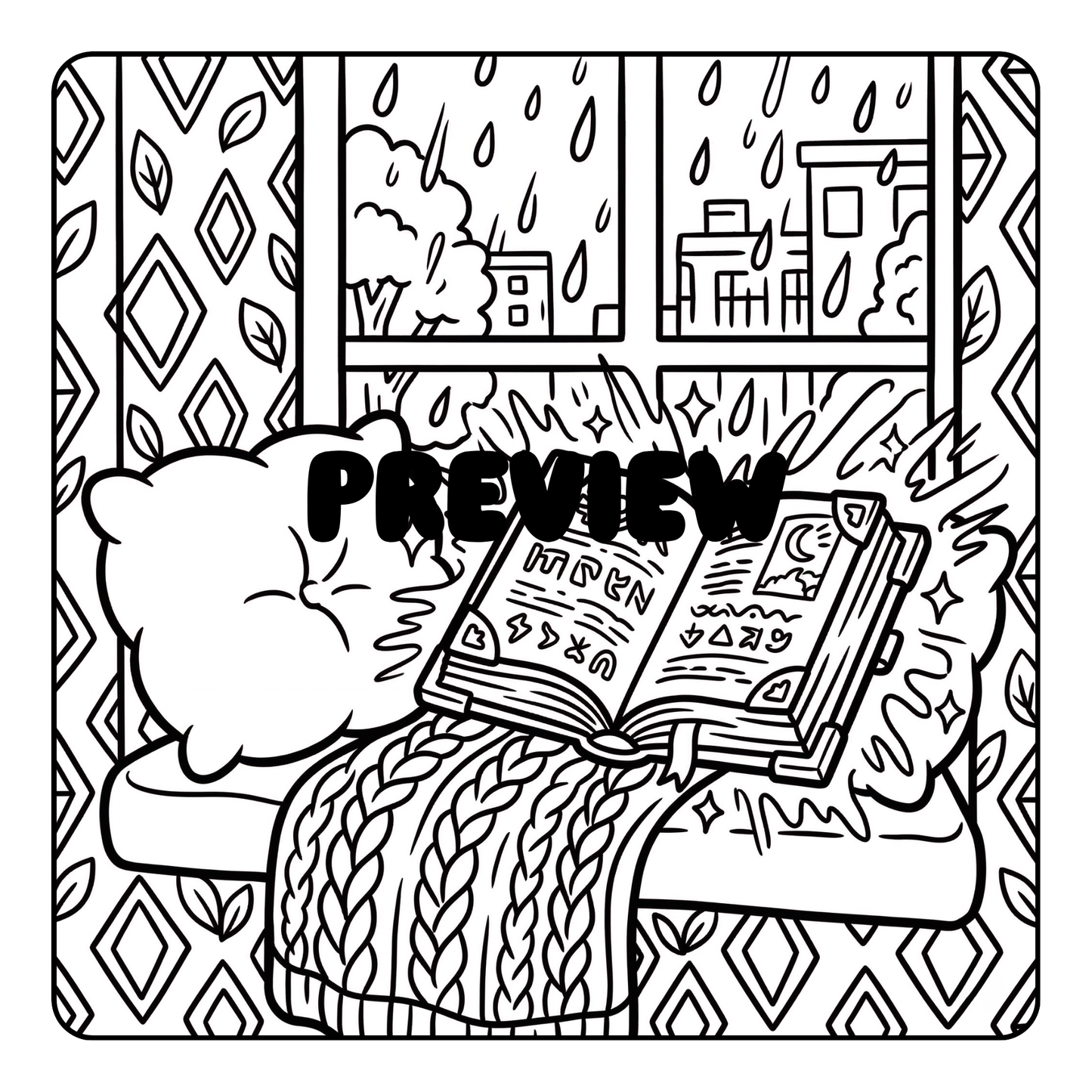 Interior preview pages from 'Cozy Soft Magic Coloring Book' — printable digital PDF coloring book by CMH Publishing