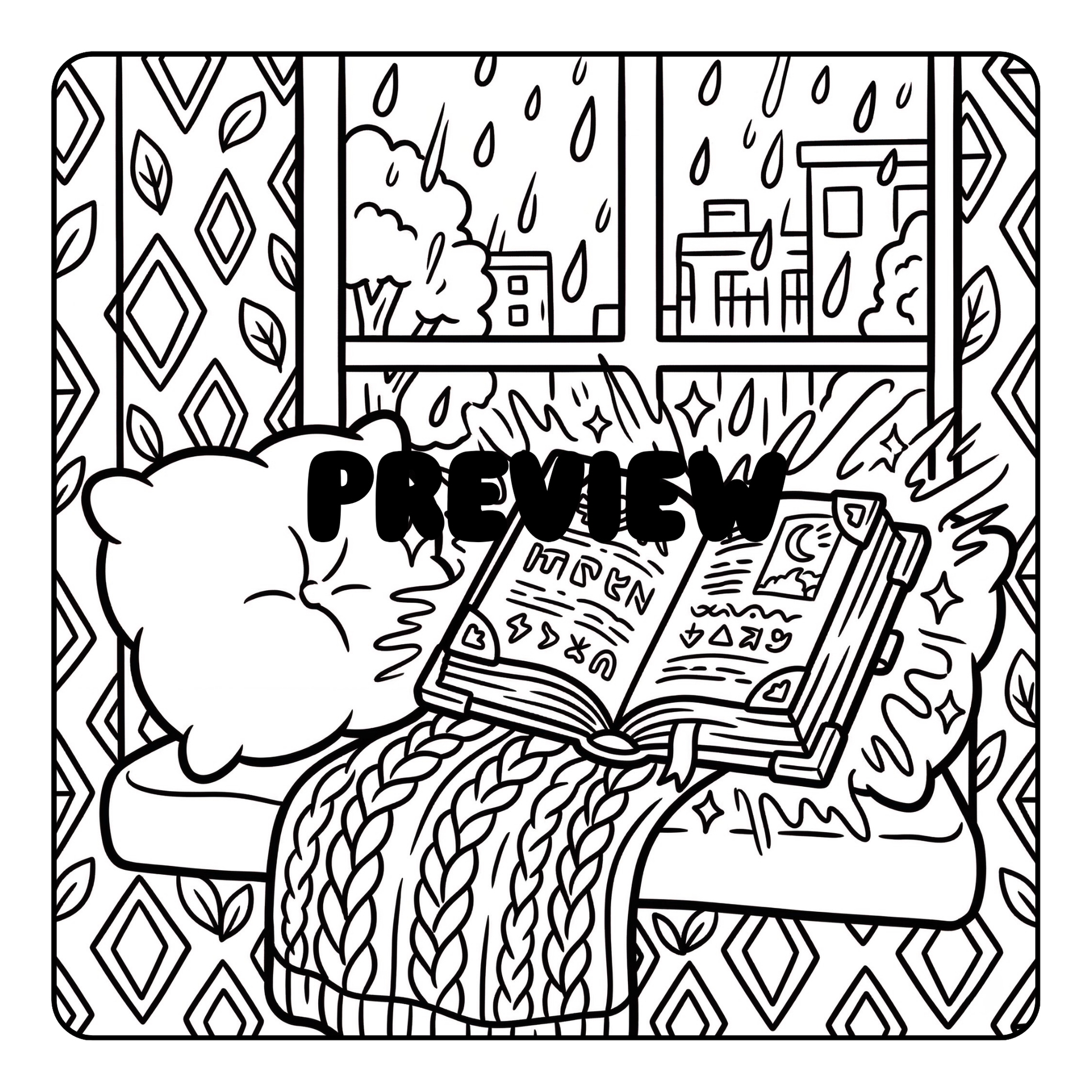 Interior preview pages from 'Cozy Soft Magic Coloring Book' — printable digital PDF coloring book by CMH Publishing