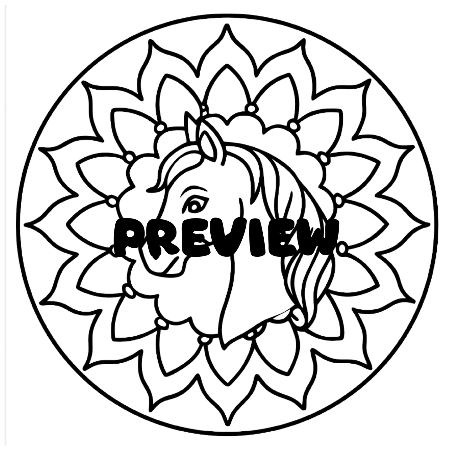 Horse Mandala Coloring Book for Kids & Teens, Printable PDF