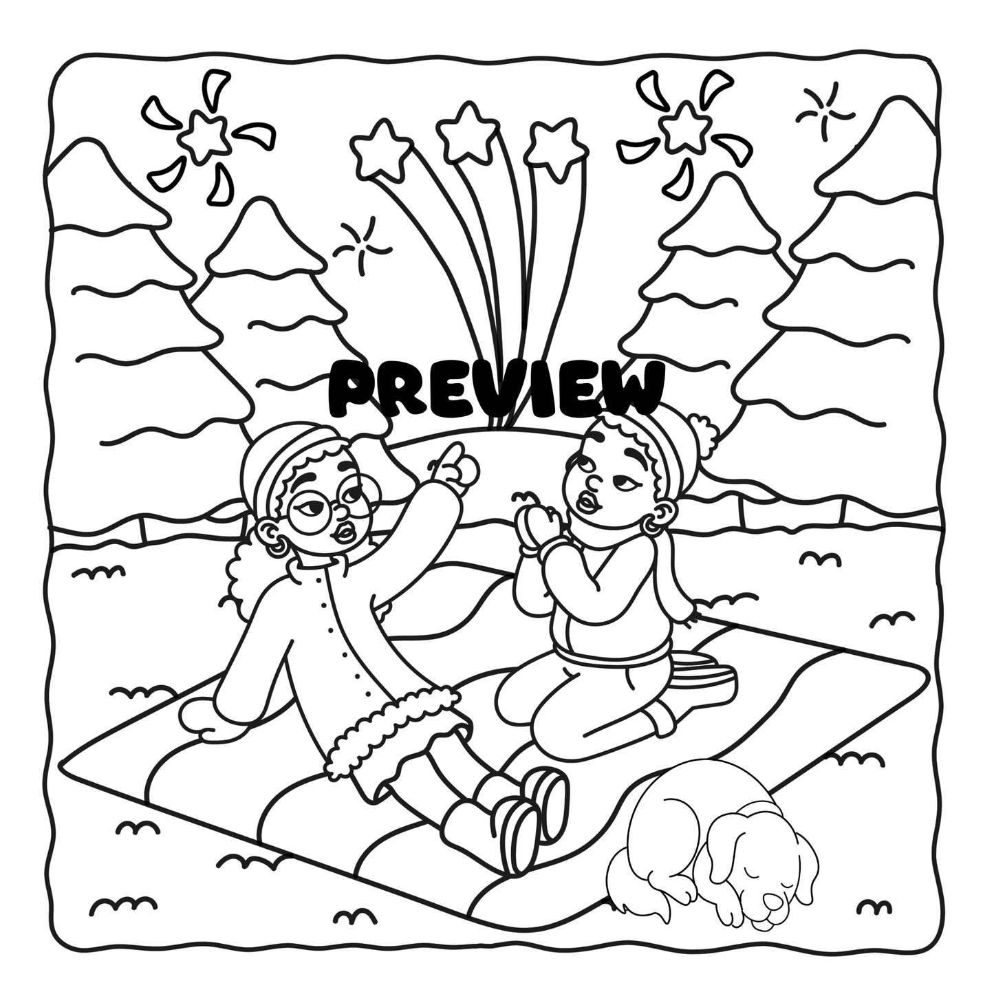 Cozy Christmas Printable Coloring Pages Digital PDF