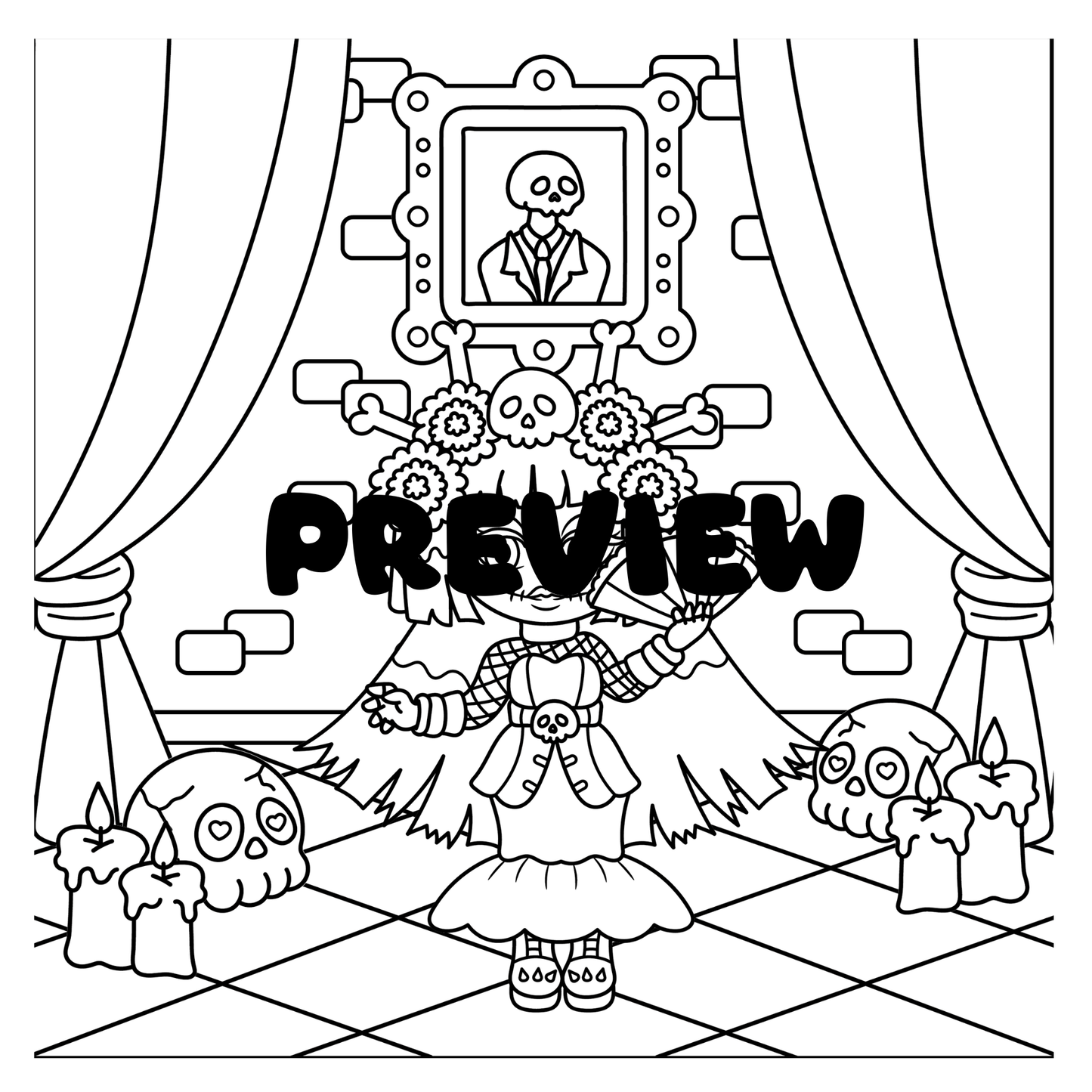 Day of the Dead Digital Coloring Pages PDF