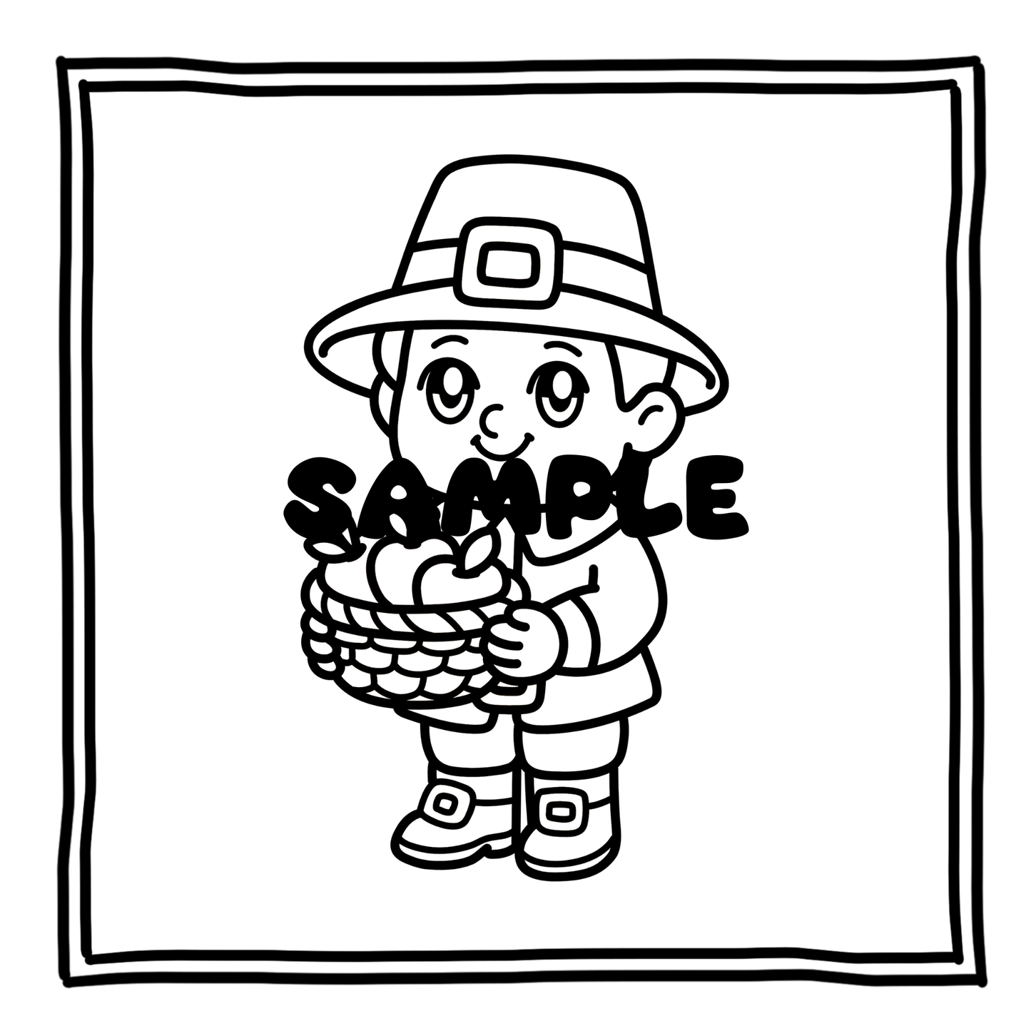 Thanksgiving Coloring Book 30 Hand Drawn Easy Bold Pages