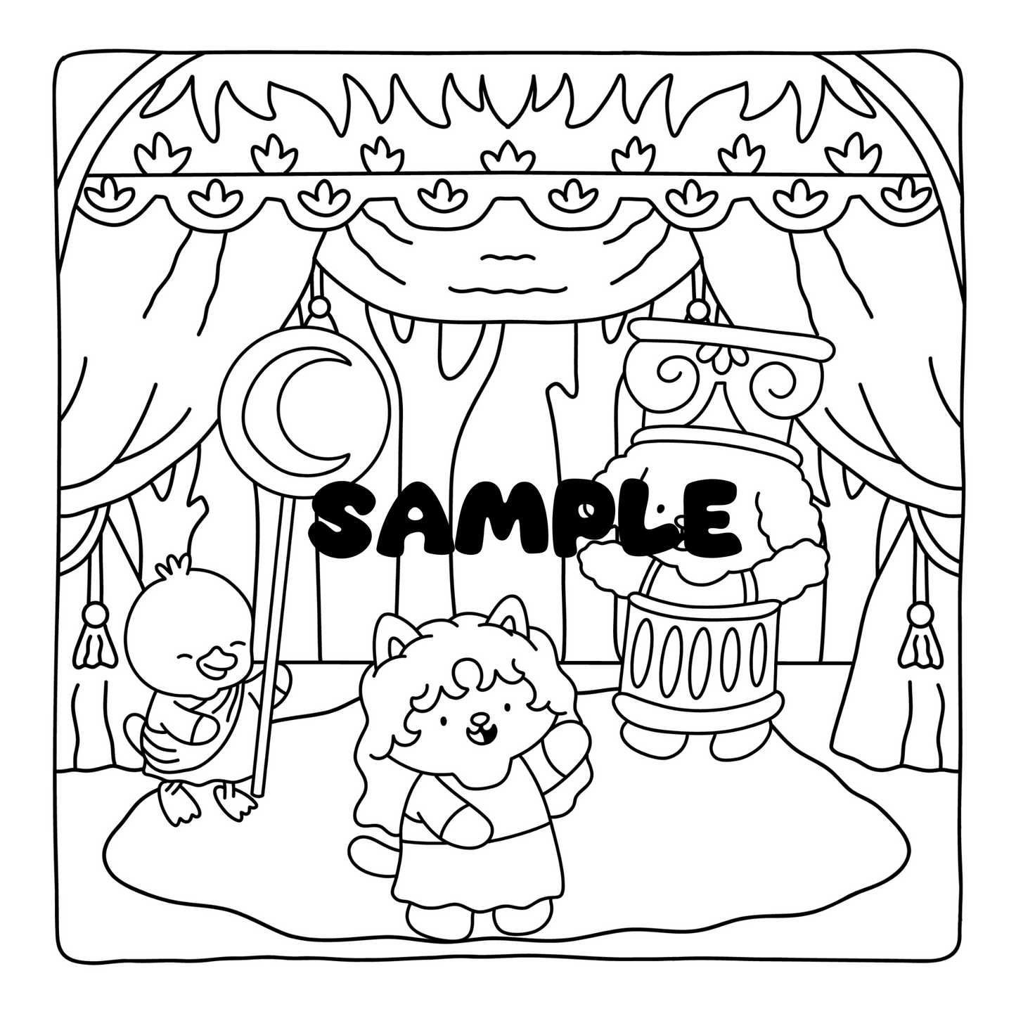 Drama Kids Coloring Book, 30 Coloring Sheets Hand Drawn