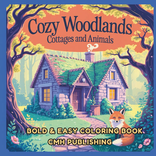 Cozy Woodlands, Cottages and Animals Coloring Book