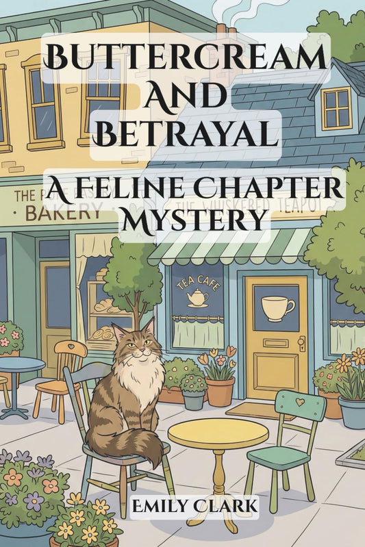 Cover of 'Buttercream and Betrayal: A Feline Chapter Mystery' — cozy mystery novel by Emily K. Clark