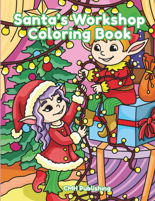 Santa’s Workshop Coloring Book, 34 Hand Drawn Designs