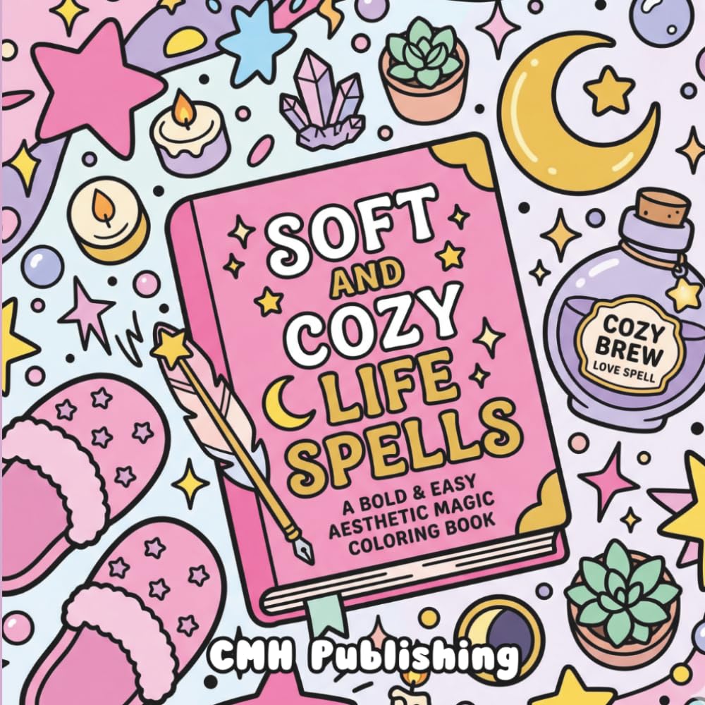 Cover of 'Soft and Cozy Life Spells: A Bold & Easy Aesthetic Magic Coloring Book' — adult coloring book by CMH Publishing