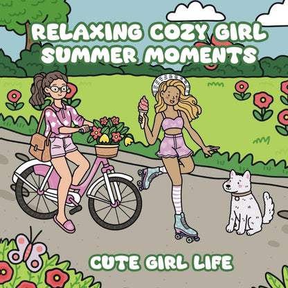 Relaxing Cozy Girl Summer Moments Coloring Book