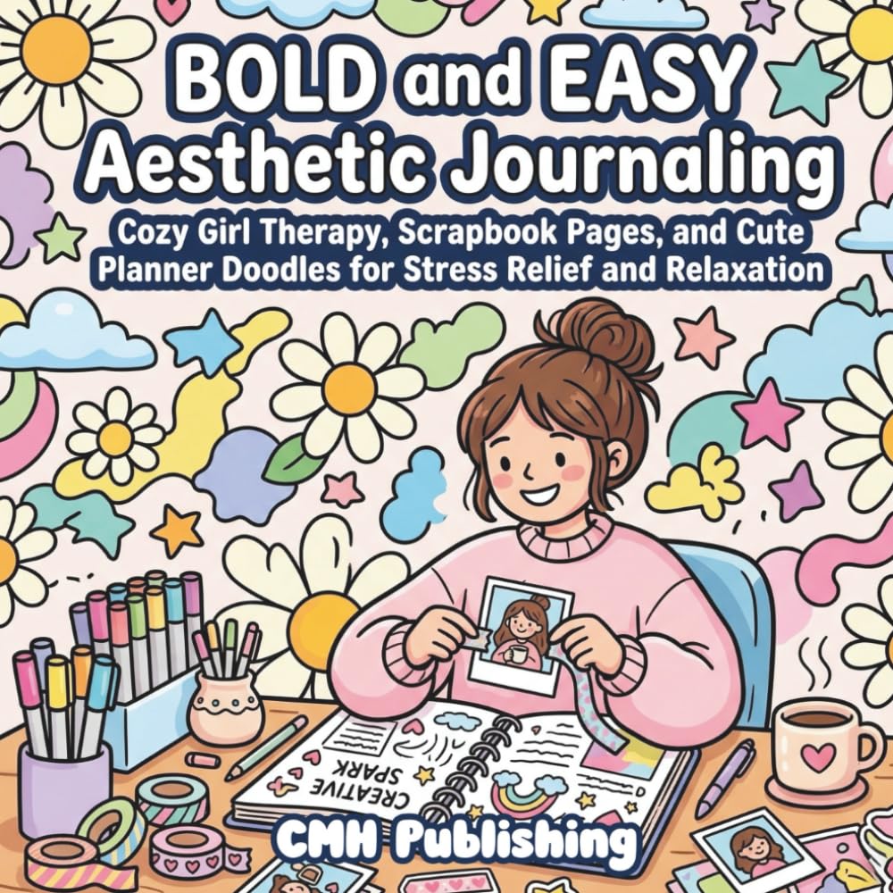 Bold and Easy Aesthetic Journaling: Cozy Girl Therapy Coloring Book