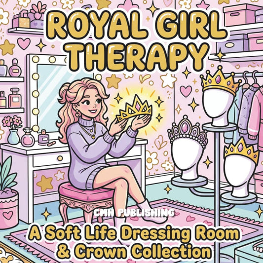 Cover of 'Royal Girl Therapy: Bold & Easy Soft Life Coloring Book' — adult coloring book by CMH Publishing