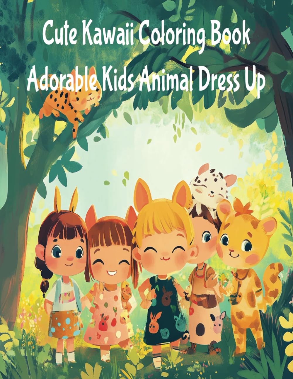 Cute Kawaii Coloring Book: Adorable Kids Animal Dress Up (Kawaii Fun)