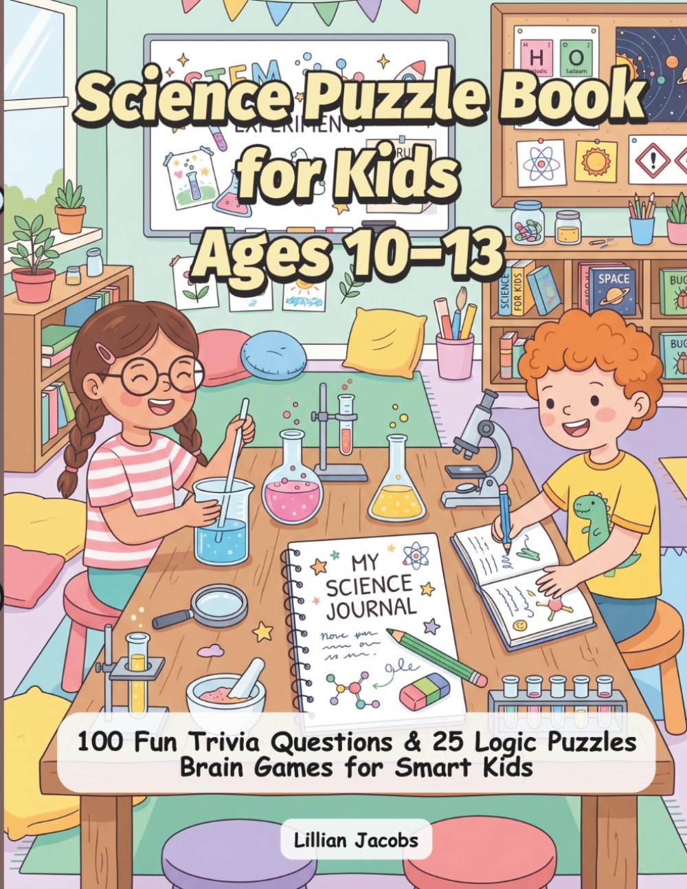 Cover of 'Science Puzzle Book for Kids Ages 10-13' — children's puzzle book by CMH Publishing