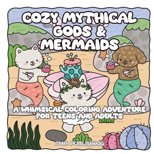 Cozy Mythical Gods and Mermaids, Whimsical Coloring Adventure